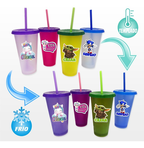 Vasos Mágicos Cambia De Color Personalizados Pack 30 Piezas