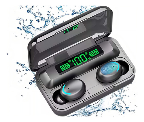 Audifonos In-ear Inalambricos Keluona F9-5 Bluetooth Tactil Cancelacion De Ruido Color Negro Con Luz Led