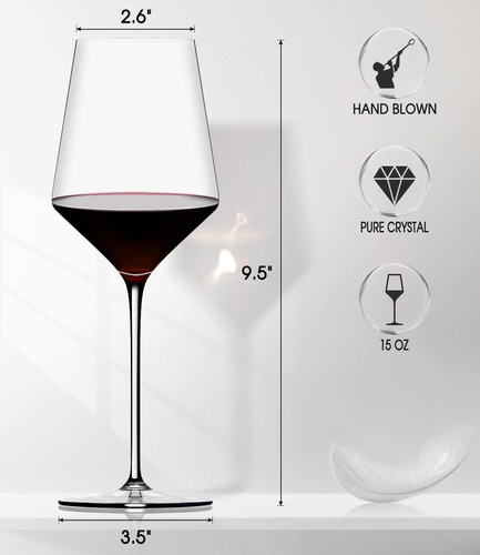 Juego De 6 Copas De Vino Tinto Oja, Copas De Vino De Cristal