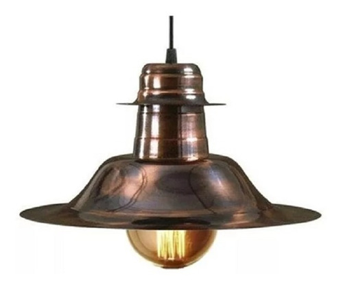 Lampara Colgante Cobre Sombrero 35 Diam Diseño Apto Led Full