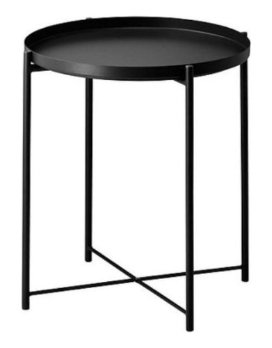 Mesa Plegable Dorinka Metal Redonda Extraíble Negra 42.5 Cm