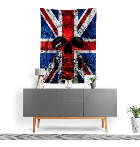 Tecido Decorativo Decoração Tactel Interto Externo Uk Skull