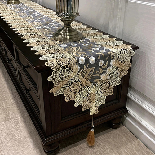 Mantel Rectangular De Encaje Con Flores Para Cocina Y Comedo