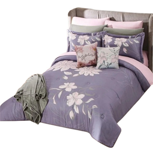 Edredon Lavable King Size Concord Celina Microfibra Color Lila