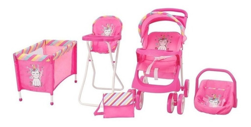 Set De Muñecas Maxi Doll- Baby Kits Corral,coche,sill Comer