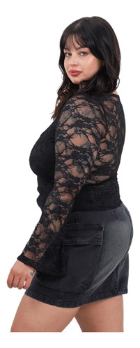 Top De Encaje Manga Larga Circe Xl Talles Grandes