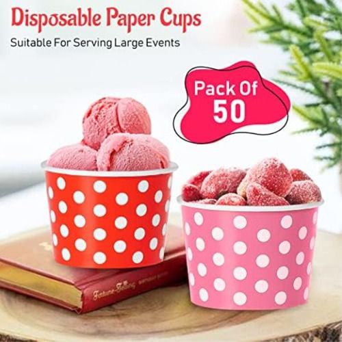 Tigelas De Sorvete De Papel - Bolinhas De 8 Onças E 50 Cont