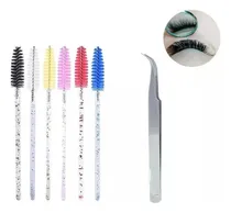 Comprar Set Pestañas Cepillos Peines Cejas X6u + Pinza Curva Acero