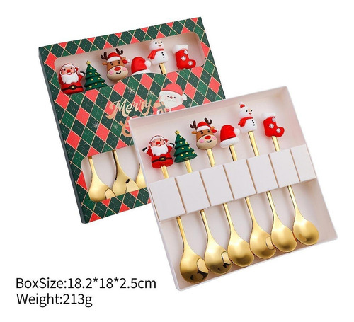 6 Piezas De Cubiertos Navideños, Cucharas De Estilo D