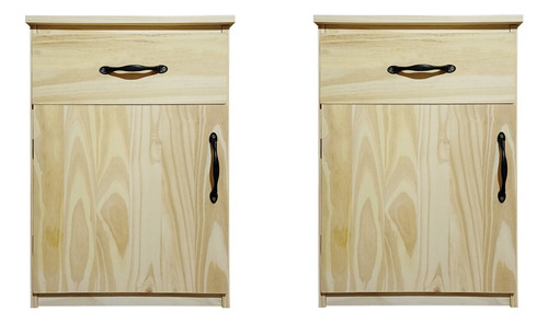 Combo 2 Mesas De Luz Cajon Madera Macizo Puerta 42x50 Oferta