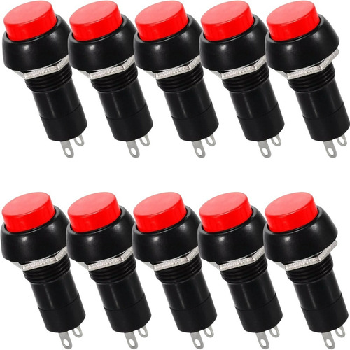 Kit 10 Chave Botão Push Button Pbs-11b Vermelha Sem Trava