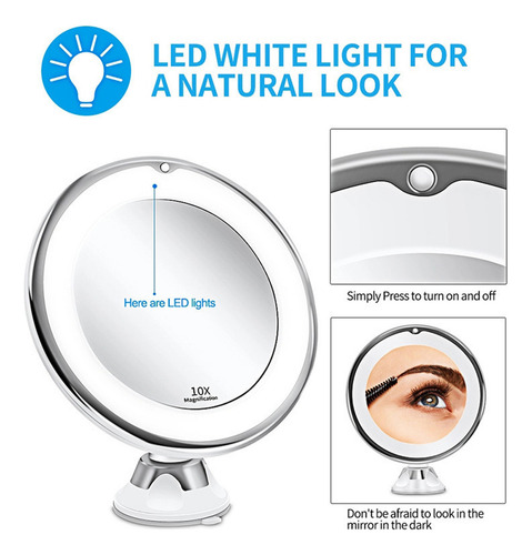 Espejo De Maquillaje Led Con Aumento De 10x Y 18 Luces Led D