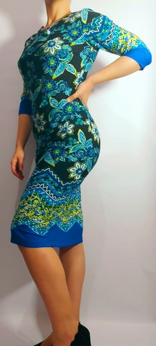 Vestido Tipo Seda Fria Con Forro Floreado Indonesia Talle S