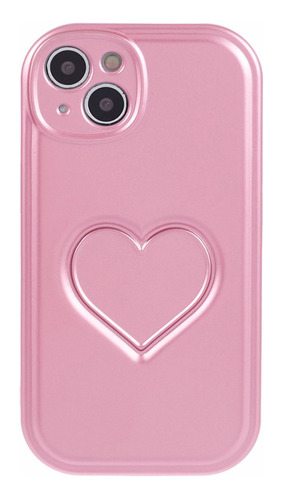 Protector iPhone 15 Diseño Corazon 3d Color Rosa