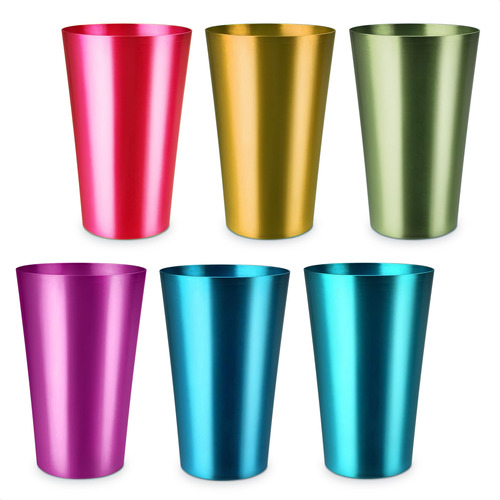 Conjunto De Seis Vasos De Aluminio Anodizado