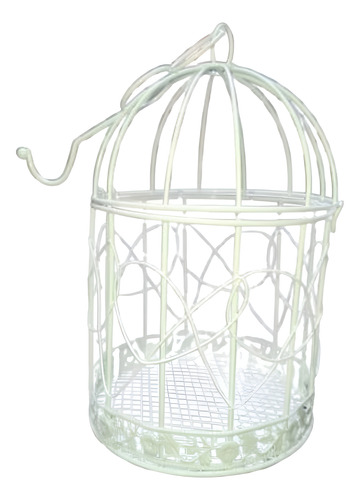 Jaula Redonda Grande Blanca Decorativo Hogar Centro De Mesa Blanco