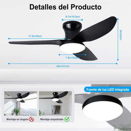 Vedd VD-019 Ventiladores De Techo De Con Luces Ventilador 102cm
