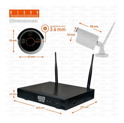 Kit 4 Camaras Seguridad Ip Inalambrico Full Hd Nvr Wifi Hdmi