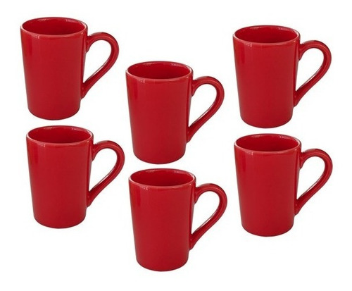 Set X6 Jarros Mug Ceramica Oxford Taza Biona 230cc Color Rojo