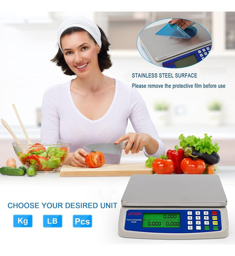 Báscula De Cocina Electrónica De 30 Kg De Acero Inoxi...