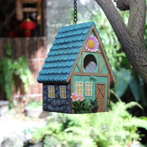 2PCS Birdhouse Casa de pájaros de Madera Caja de Nido Colgante para Accesorios Decorativos de Patio de jardín al Aire Libre 