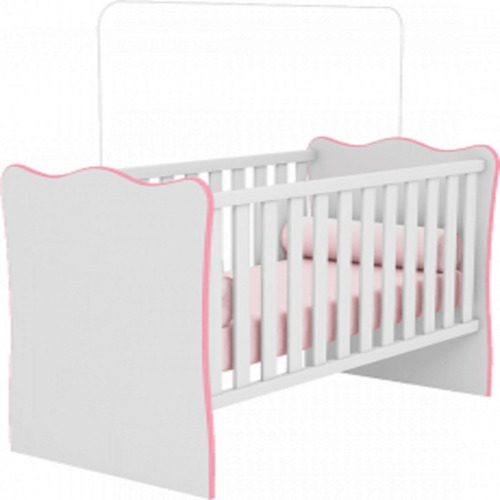 Quarto Bebê Com Berço E Cômoda Alegria Baby Branco Rosa