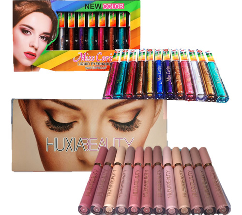  Huxia Nude Lipstick Y Sombra Liquida Envío Gratis! (24 Pz)