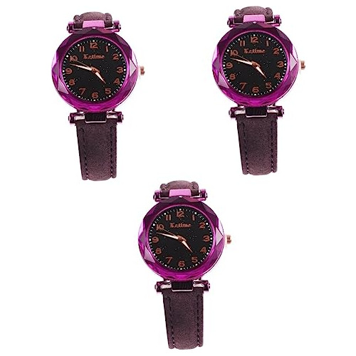 Set 3 Relojes Luminosos Accesorio Diario Mujer Morado