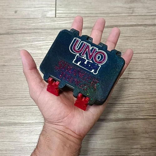 Caixa Jogo De Cartas Uno Flip Stranger Things Protetor Box
