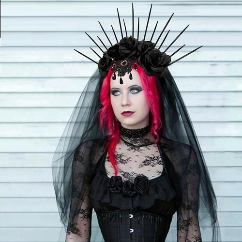 T Diadema Con Velo De Halloween Para Puesta En Escena, Y