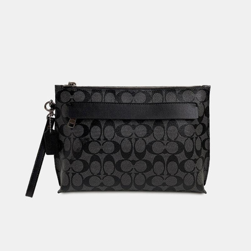 Bolso Carryall Pouch Coach F29508 Estampado Negro Gris