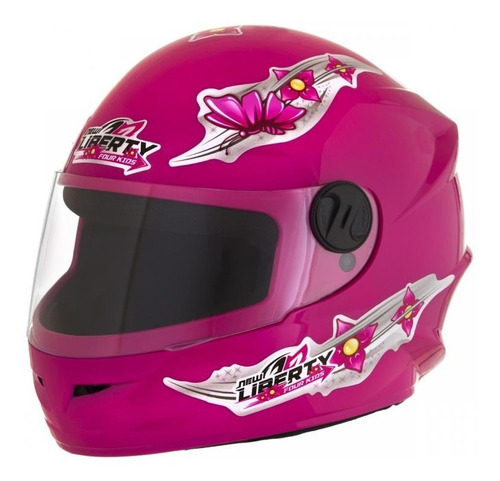 Capacete Moto P/ Criança Liberty Kids Infantil C/ Flor