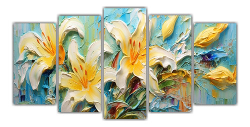 Poliptico Bastidor Madera Tema Hibisco Mural 150x75cm Flores