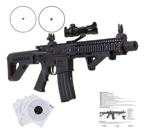 Rifle Crosman Co2 Dpms Full-auto .177 Bbs Mira Punto Rojo Xp