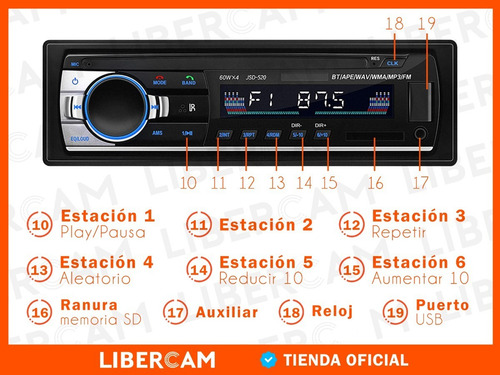 Stereo Auto Pantalla Bluetooth Mp3 Usb Fm Lcd Auto