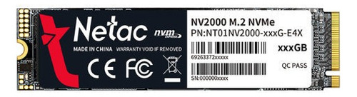 Ssd Netac 512gb Nv2000 Pcie 3 X4 M.2 2280 Nvme 2500/1950 Mb Cor Preto