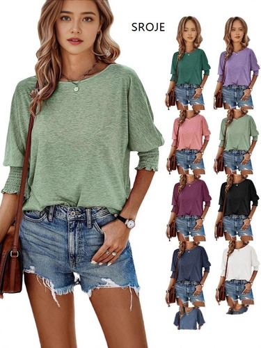 D50, Camiseta De Mujer Con Mangas 3/4 Y Cuello Redondo