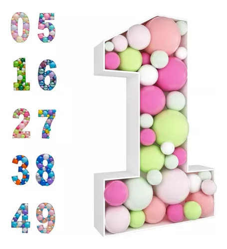 Caja Numeral Gigante Decoracion Con Globos Soporte Fiesta