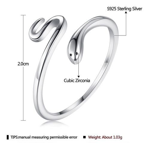 Anillo Plata 925 De Serpiente Ajustable