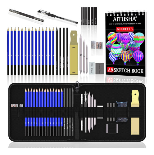 Set De 36 Piezas De Lápices De Dibujo Profesional Bloc...