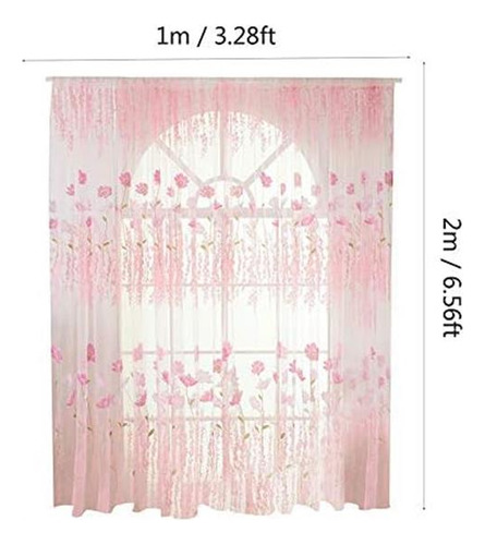 Cikonielf Cortina De Gasa De Tul Con Estampado Floral, Para