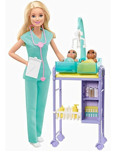 Barbie Baby Doctor Juego Con Muñeca Rubia, 2 Muñecas Infanti