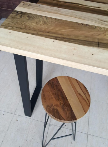 Imagen 8 de 10 de Desayunador Malcom 40x120cm Industrial Madera Guayubira