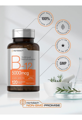 Vitamina B12 Metilcobalamina 5000 Mcg Horbäach 120 Tabletas