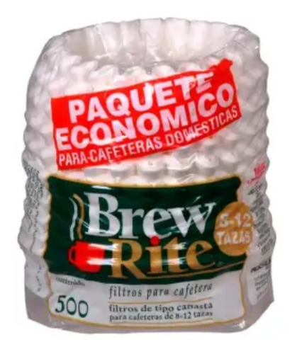 Filtros Para Café Brew Rite Cafeteras Domésticas 500pzas