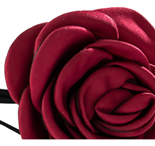 Collar Floral Rojo Ajustable Hecho A Mano Elegante Gargant