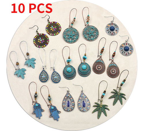 Juego De 10 Pares De Pendientes Vintage Boho Para Mujer