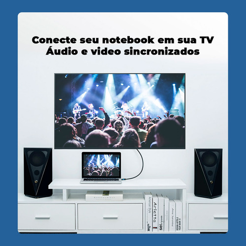 Cabo HDMI 2.0 Suporta Resolução 4K@30Hz 3D Full HD Blindado TV PC Monitor Gamer Data Show Projetor Notebook Video Game 18Gbps Banhado Ouro 5m Metros Mts Vention