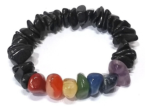 Pulseira Turmalina Negra + 7 Pedras Naturais Chacras Reiki