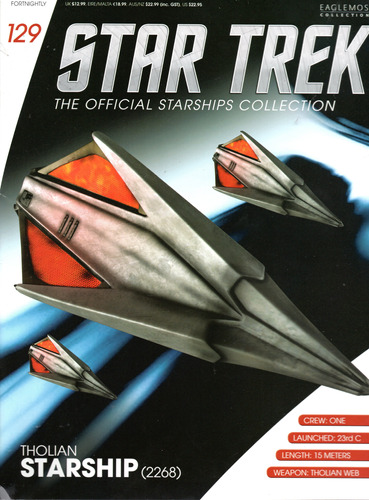 Fascículo Em Inglês Nº 129 + Brinde Nave Miniatura Star Trek Tholian Starship (2268) - Editora Eaglemoss - Capa Mole - Bonellihq Mar24
